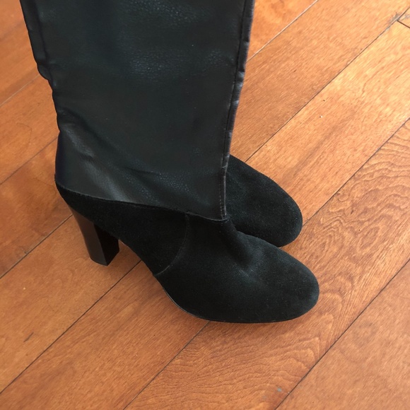 Tahari tall black leather and suede boots - Picture 3 of 7